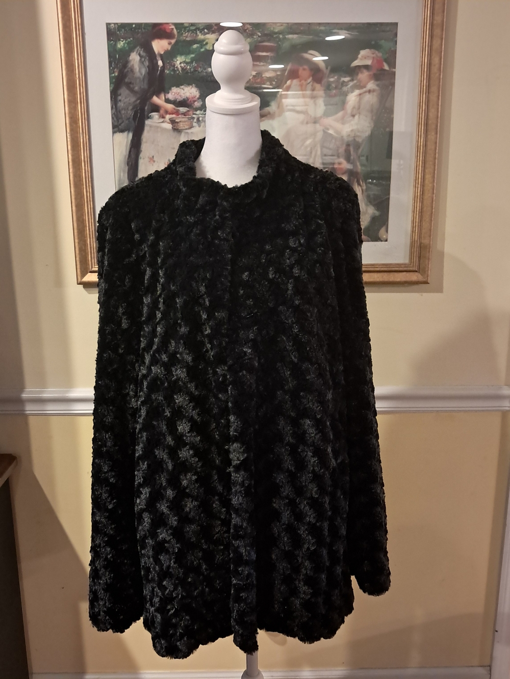 dennis basso Black Faux Fur Women's Coat Size XL